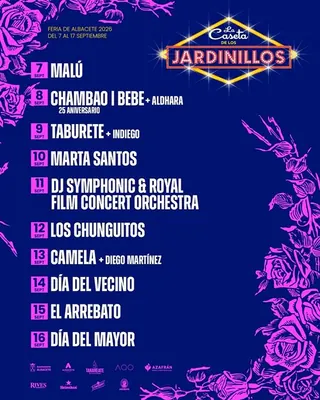 Cartel de conciertos de la Caseta de los Jardinillos 2026
